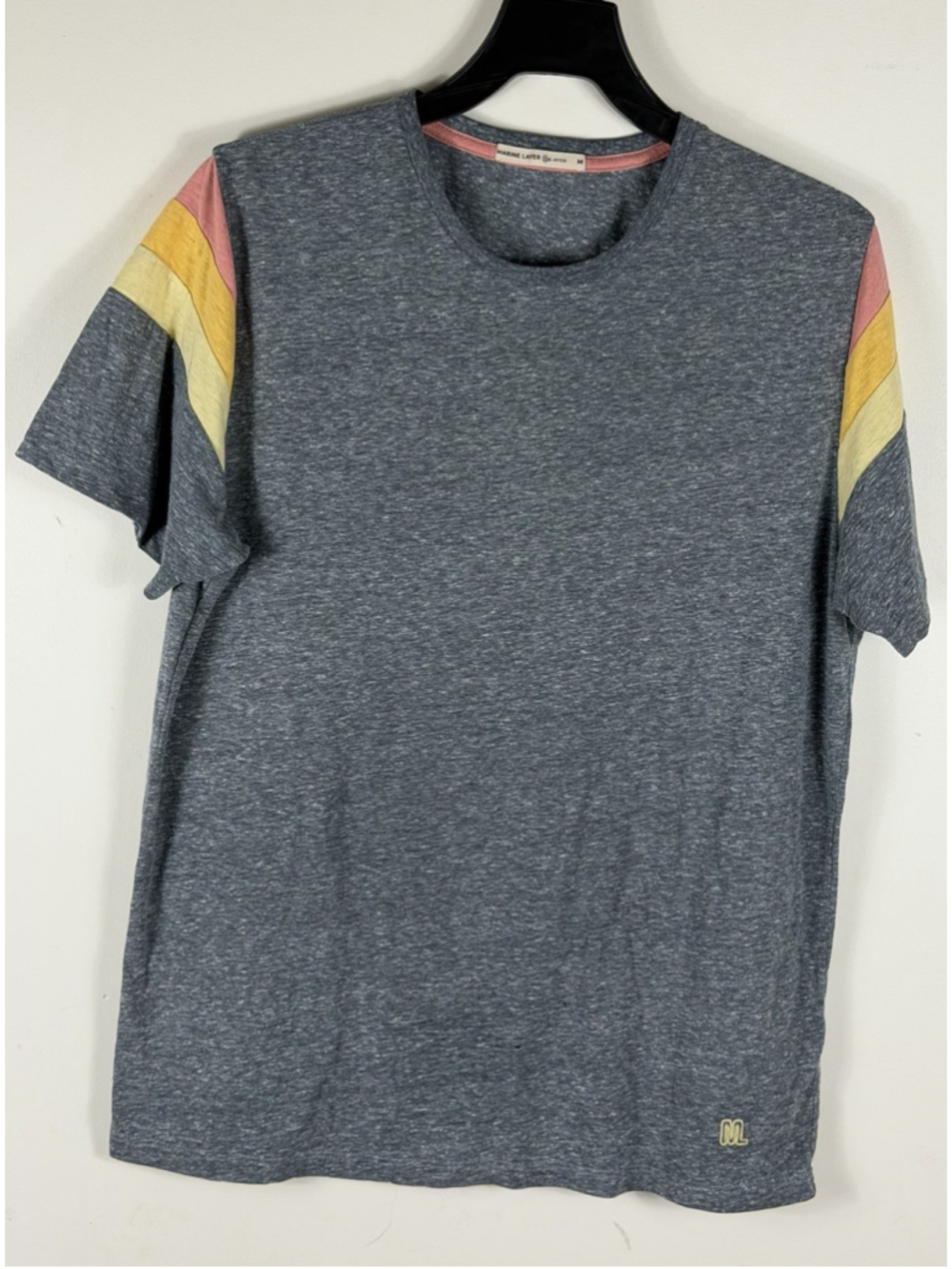 Marine Layer Shirt Mens Medium Gray Retro Colorblock Stripe Sleeve Tee Crewneck